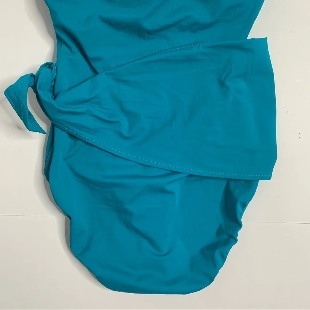 NWT Hermoza Genevieve Teal Waist Tie Halter One Piece Bathing Suit